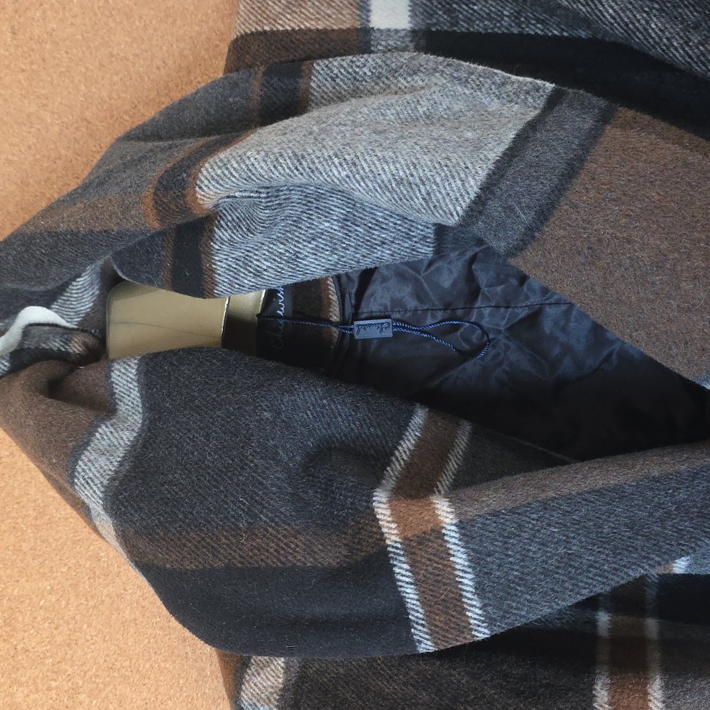 Wool Blend Chicwish Belted  Plaid Wrap Coat - Black, Brown, Gray Size M - Picture 2 of 10